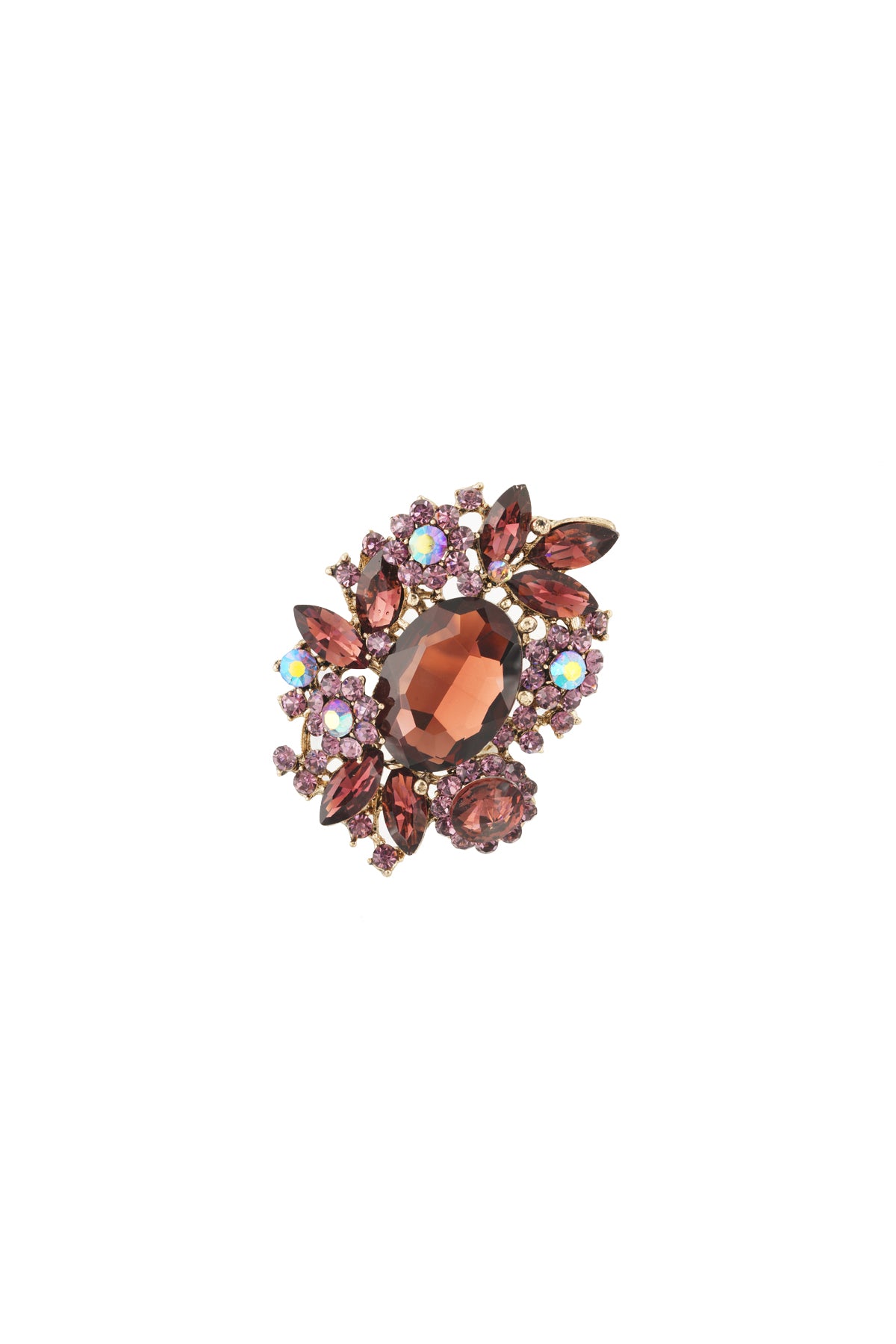 Elegant Alloy Brooch in Purple and Green