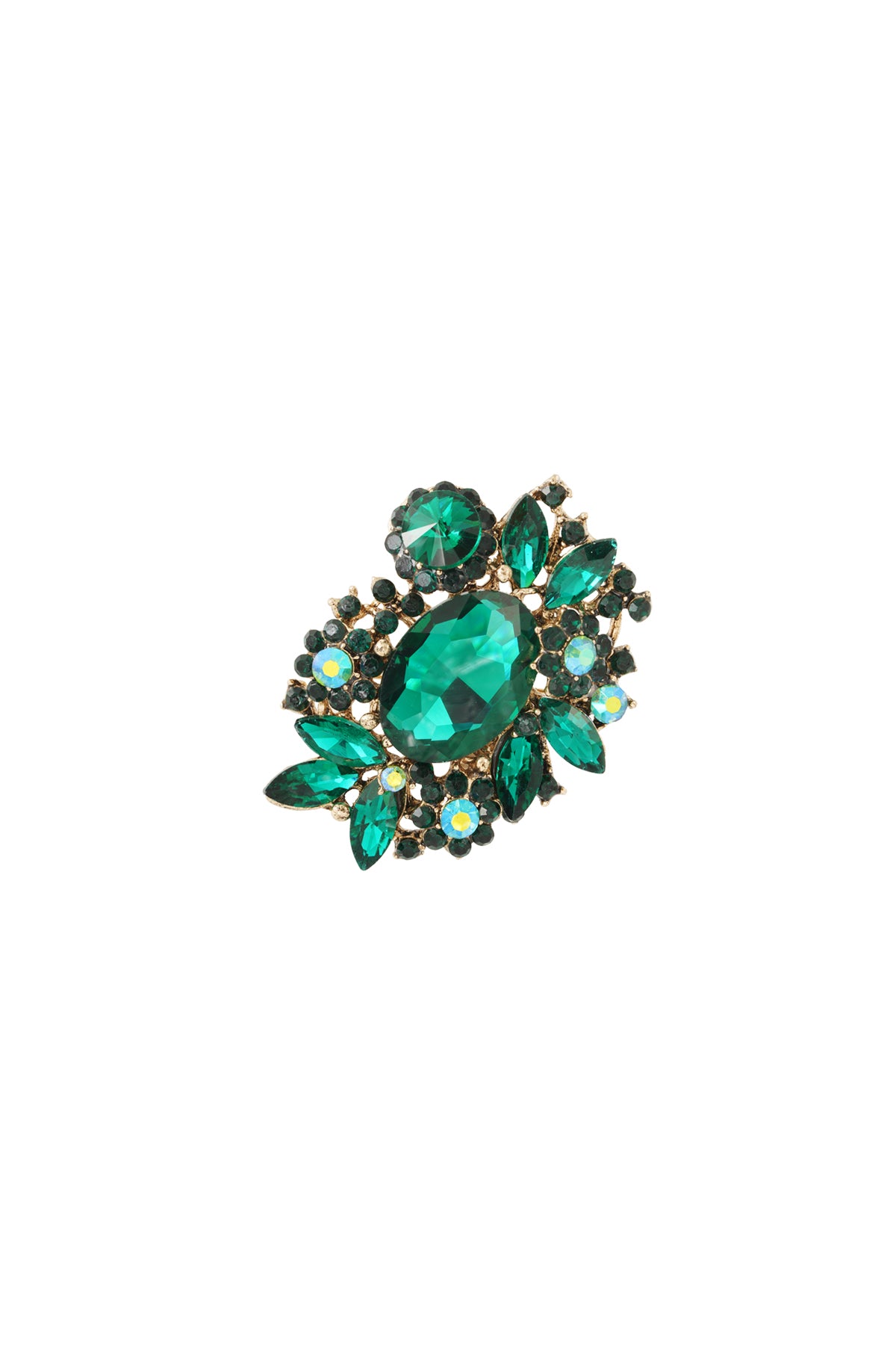 Elegant Alloy Brooch in Purple and Green