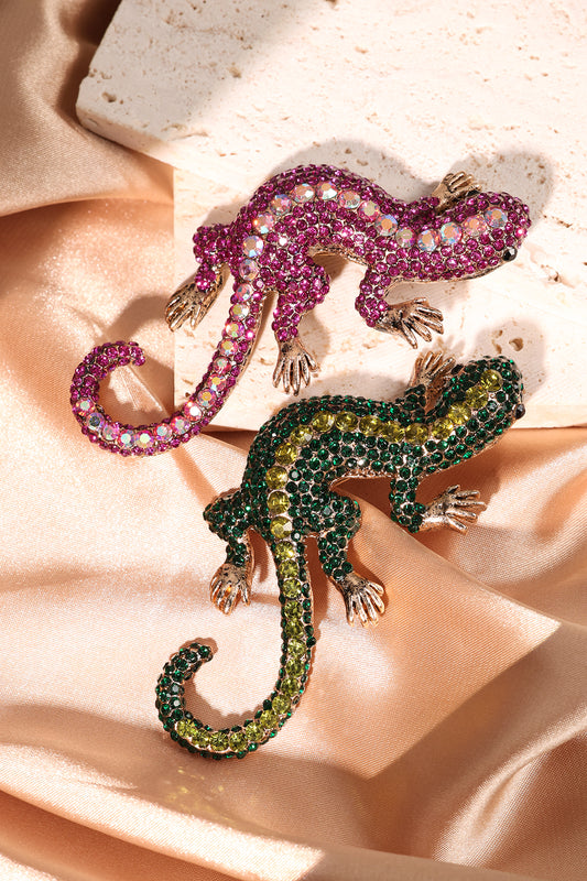 Stylish Alloy Brooch in Green and Fuchsia