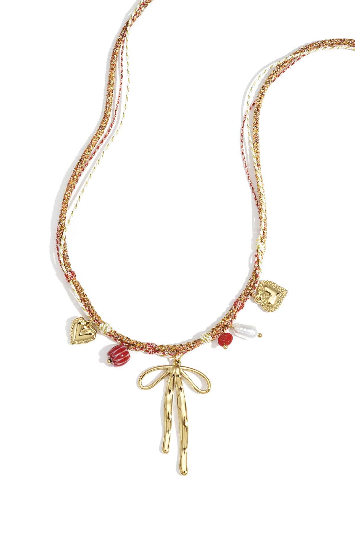 Elegant Gold Heart & Bow Knot Necklace for Women