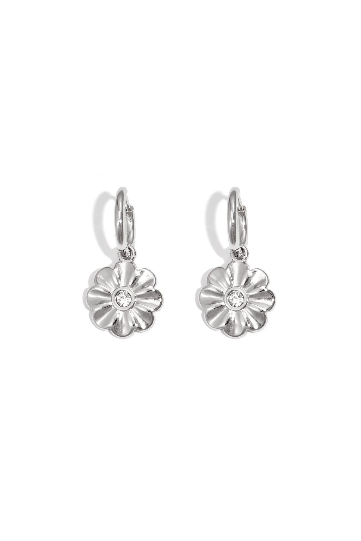 Elegant Flower Drop Earrings in Silver and Gold
