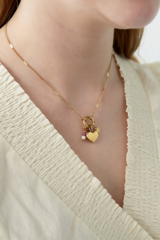 Elegant 14K Gold Plated Heart Pendant Necklace for Everyday Wear
