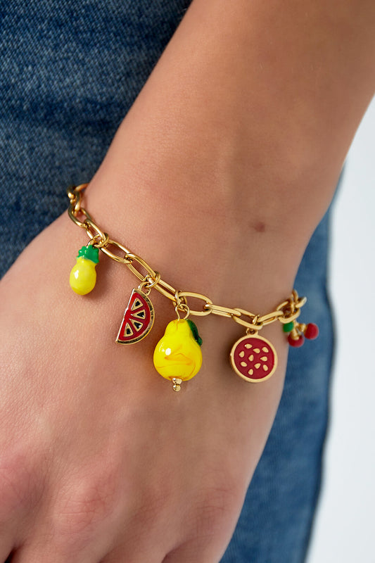 Charming 14K Gold Plated Fruit Charm Bracelet
