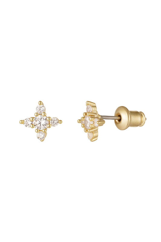 Elegant Rhinestone Stud Earrings in Silver & Gold