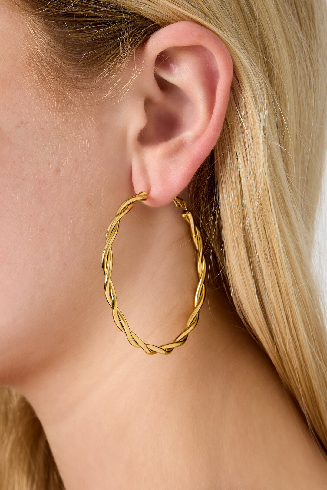Stylish Stainless Steel Hoop Earrings - Silver & Gold