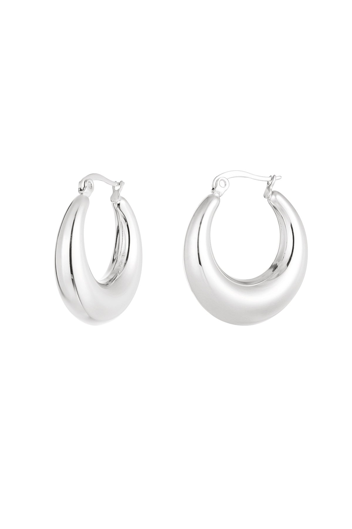 Stylish Stainless Steel Hoop Earrings - Silver & Gold