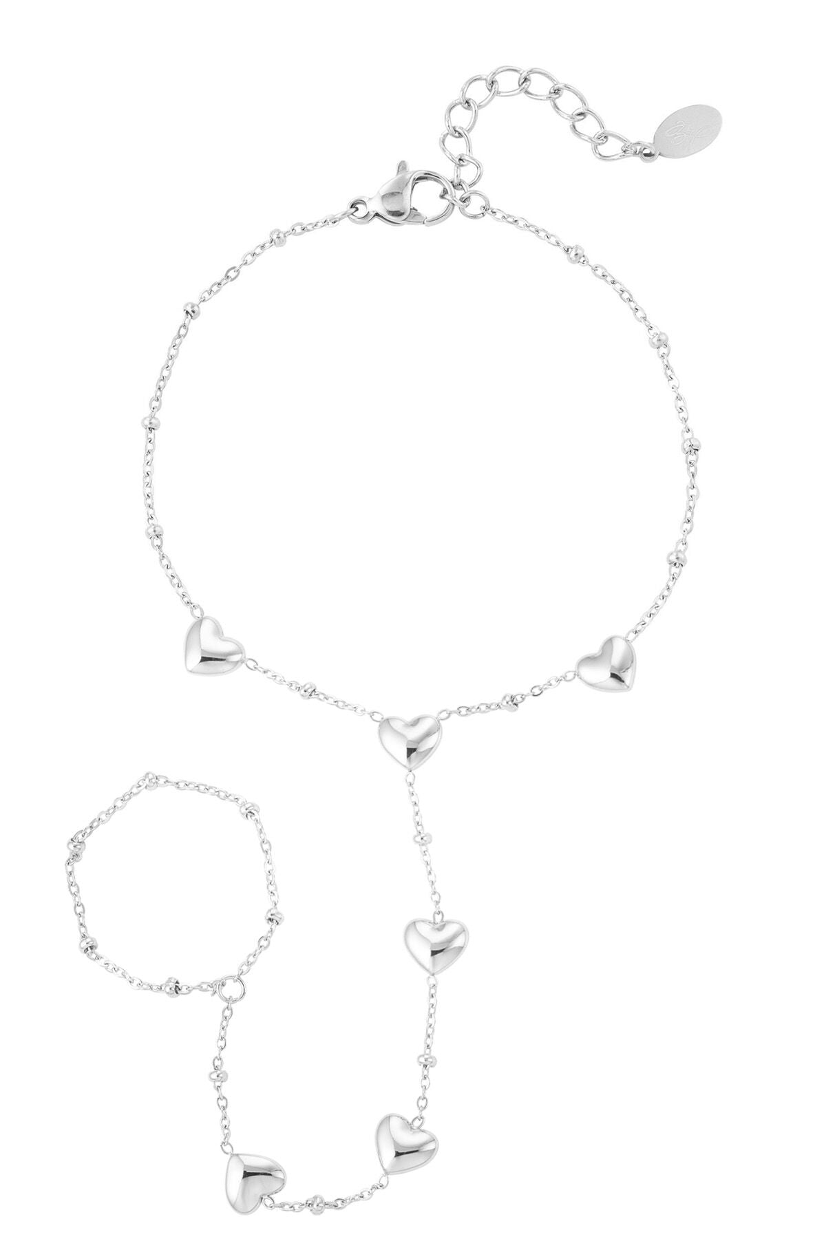 Elegant Hand Chain Bracelet in Silver & Gold