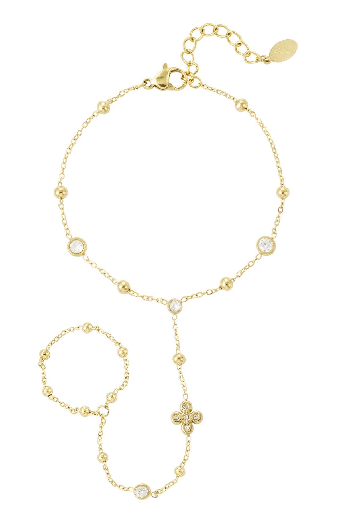 Elegant Hand Chain Bracelet in Silver & Gold