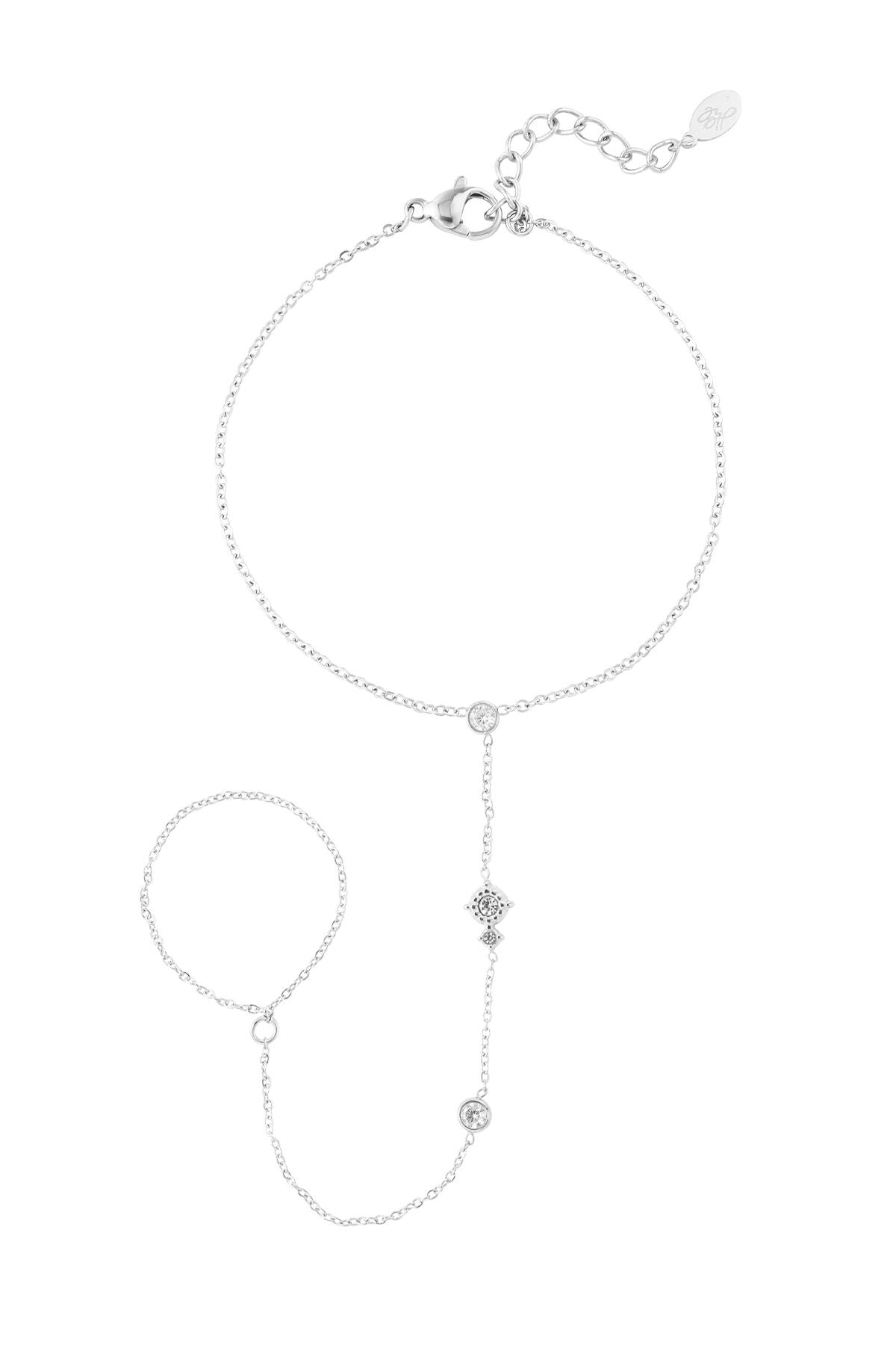 Elegant Hand Chain Bracelet in Silver & Gold