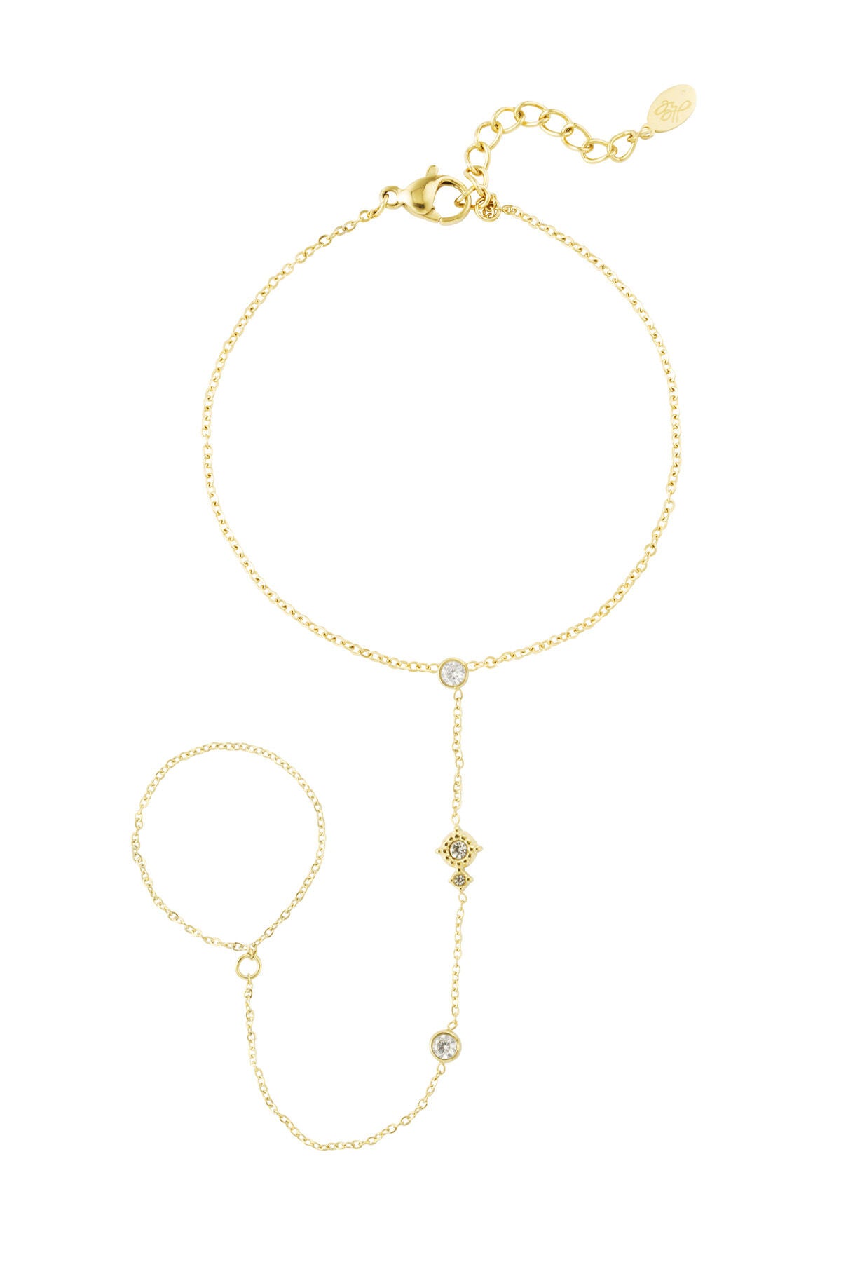 Elegant Hand Chain Bracelet in Silver & Gold