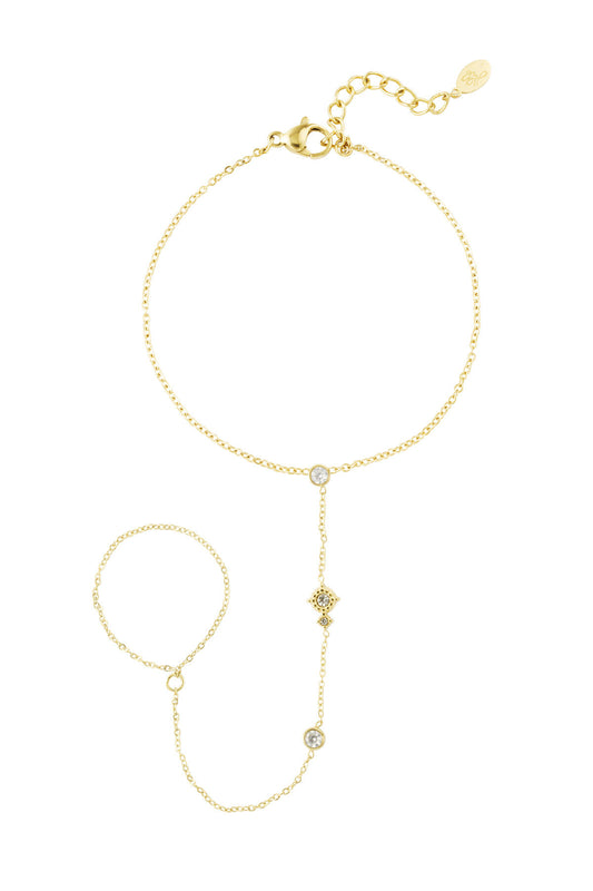 Elegant Hand Chain Bracelet in Silver & Gold