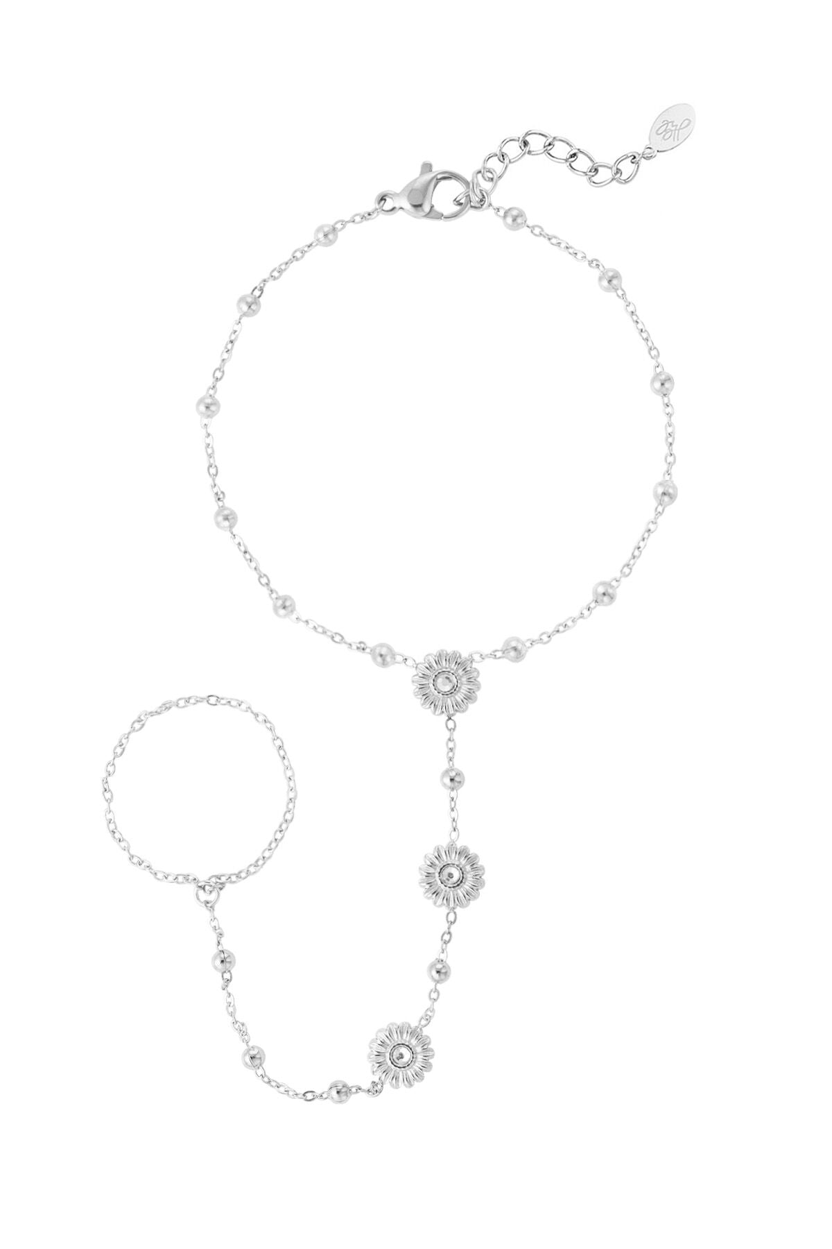 Elegant Hand Chain Bracelet in Silver & Gold