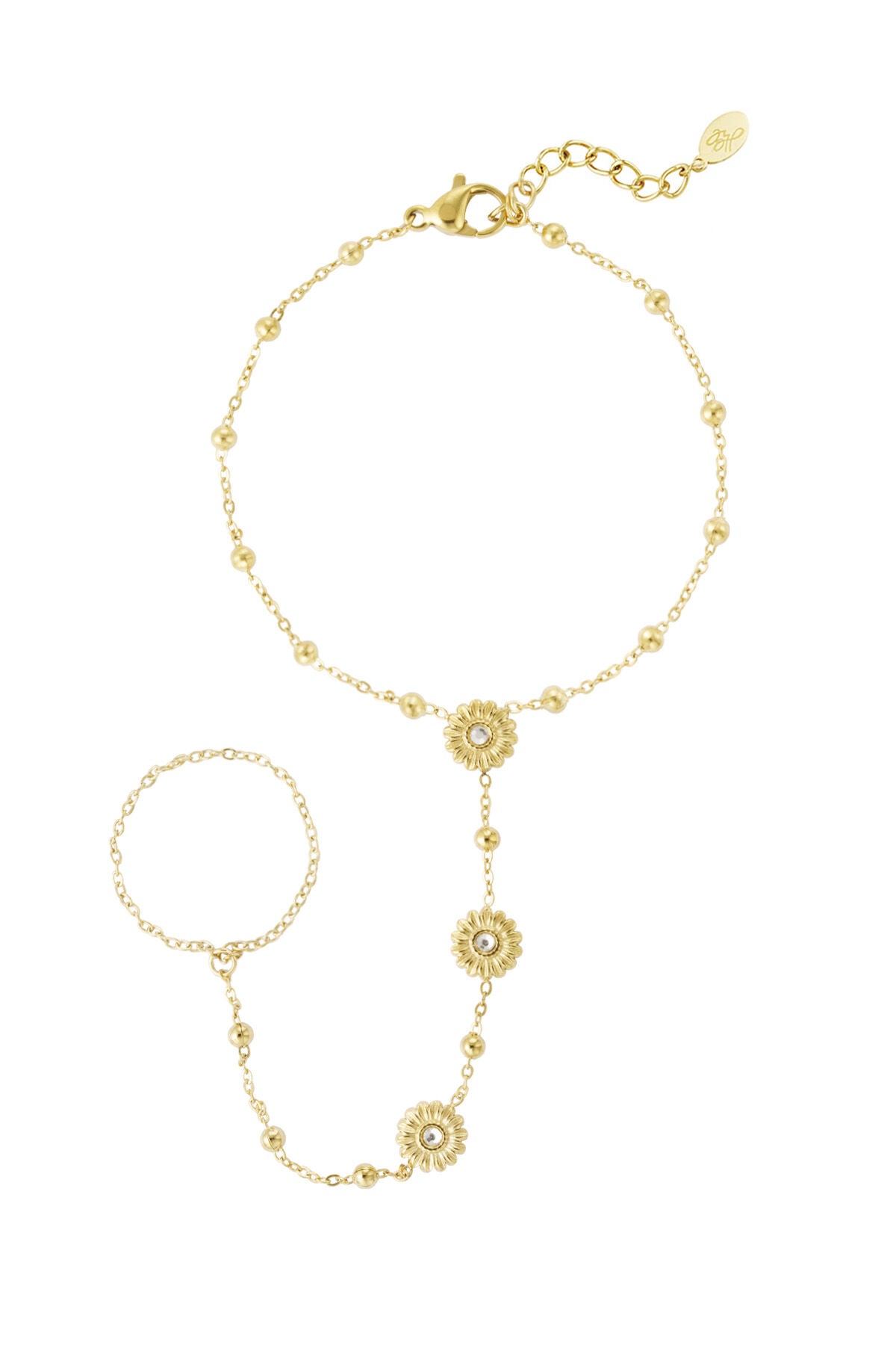 Elegant Hand Chain Bracelet in Silver & Gold