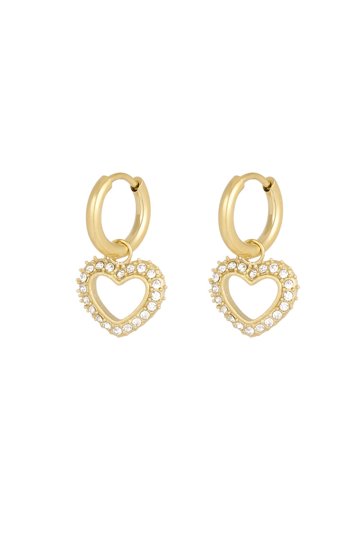 Elegant Heart-Shaped Rhinestone Drop Earrings