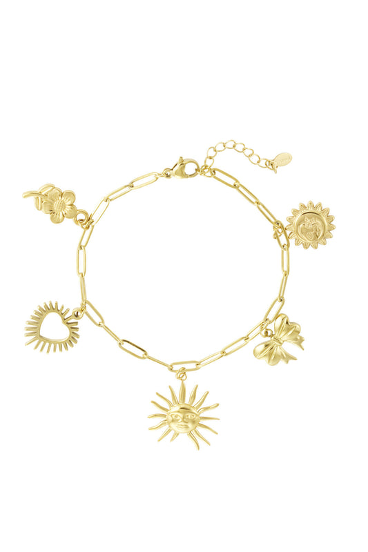 Stylish Gold Stainless Steel Charm Bracelet