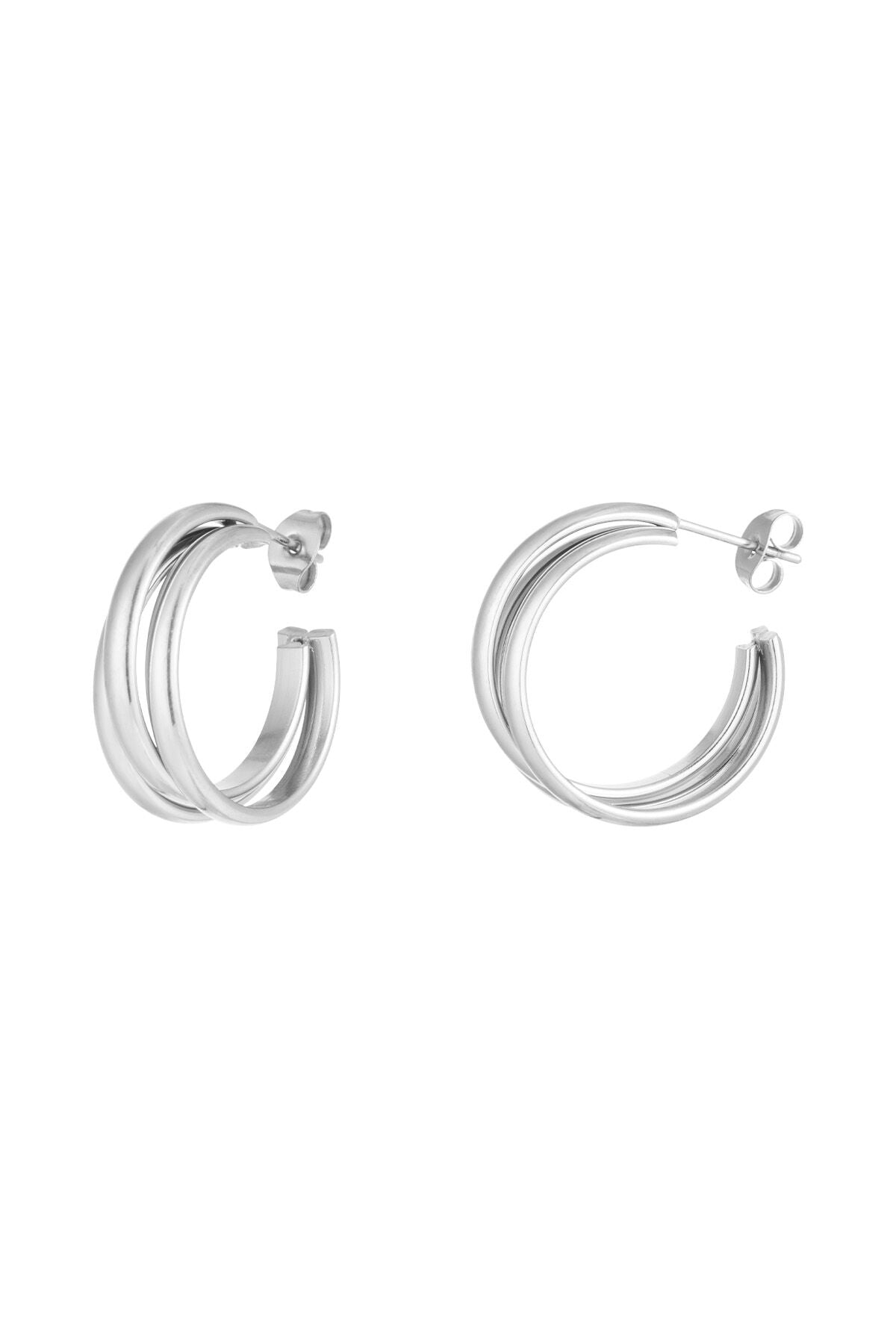Stylish Statement Hoop Earrings in Silver & Gold
