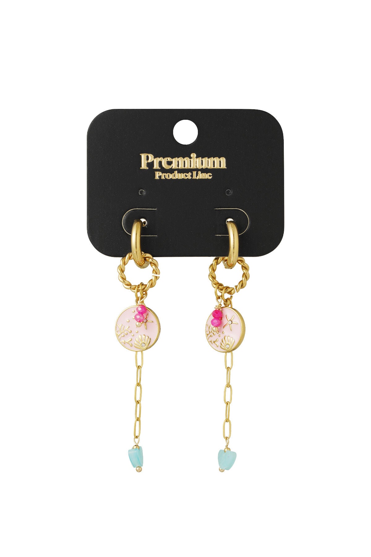 Elegant Pink Drop Earrings in 304S Steel