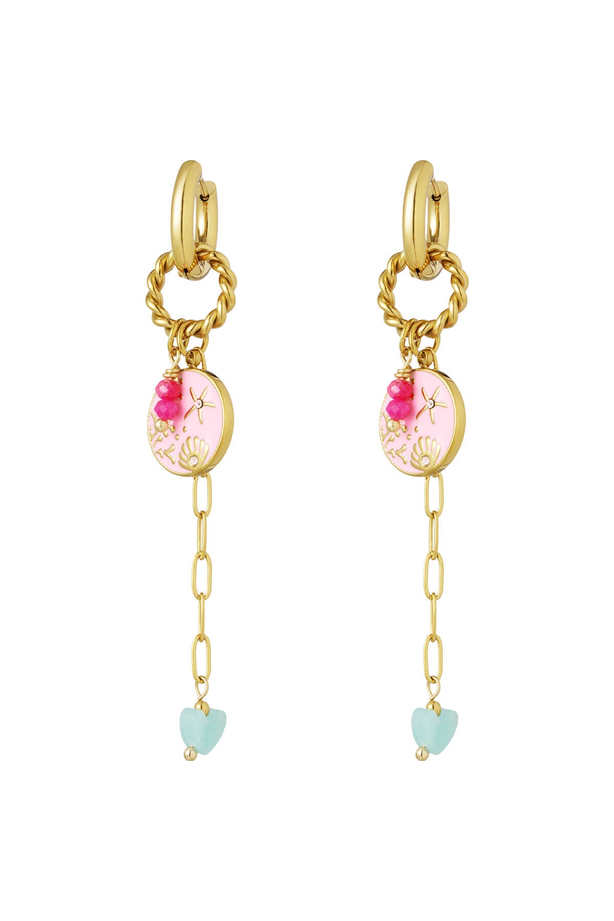 Elegant Pink Drop Earrings in 304S Steel