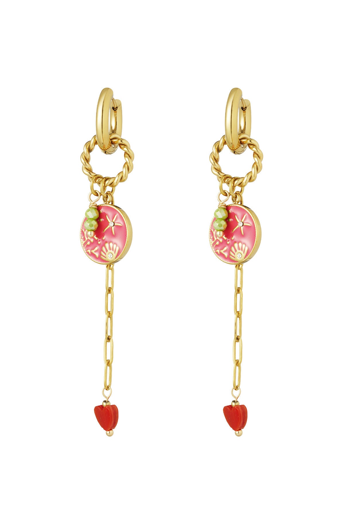 Elegant Pink Drop Earrings in 304S Steel