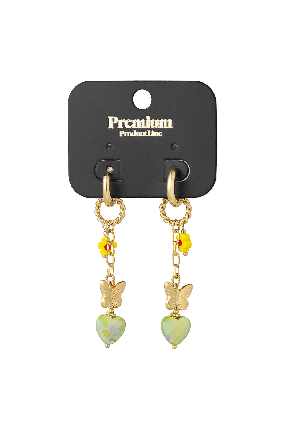 Elegant Green and Gold Drop Earrings - Statement Jewelry