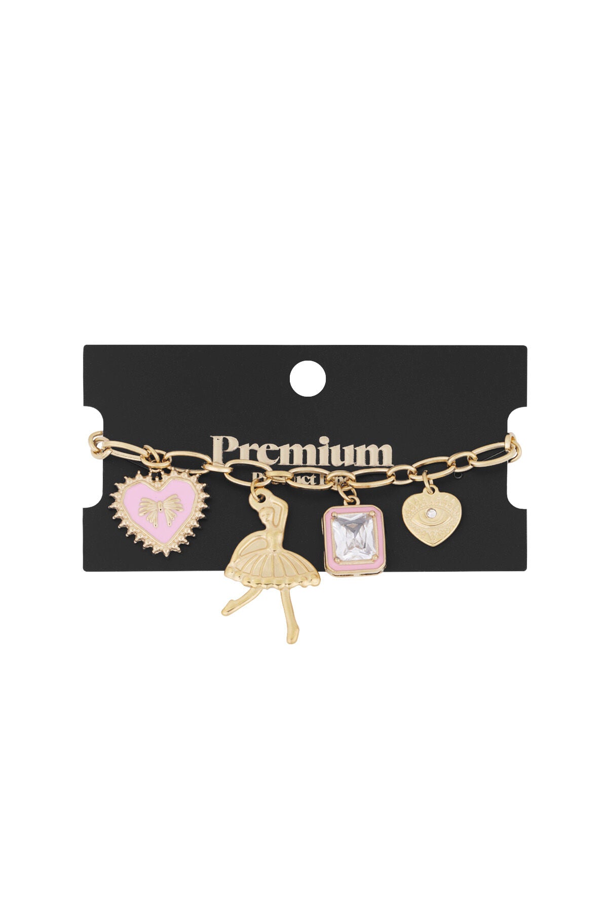 Chic Pink 304S Steel Charm Bracelet for Trendy Looks