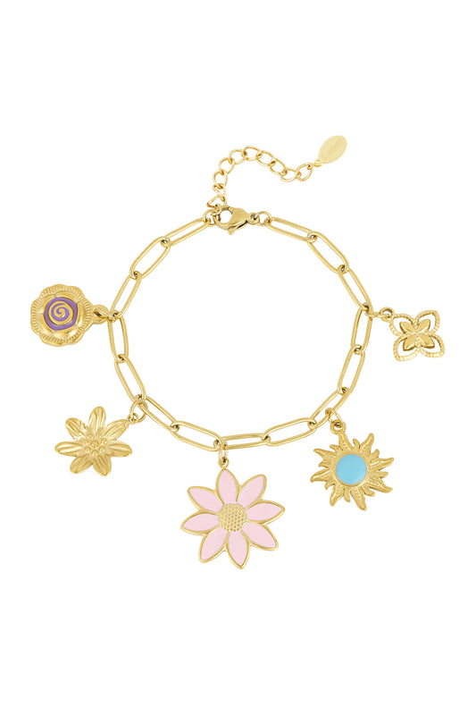 Elegant Statement Charm Bracelet in Silver & Gold