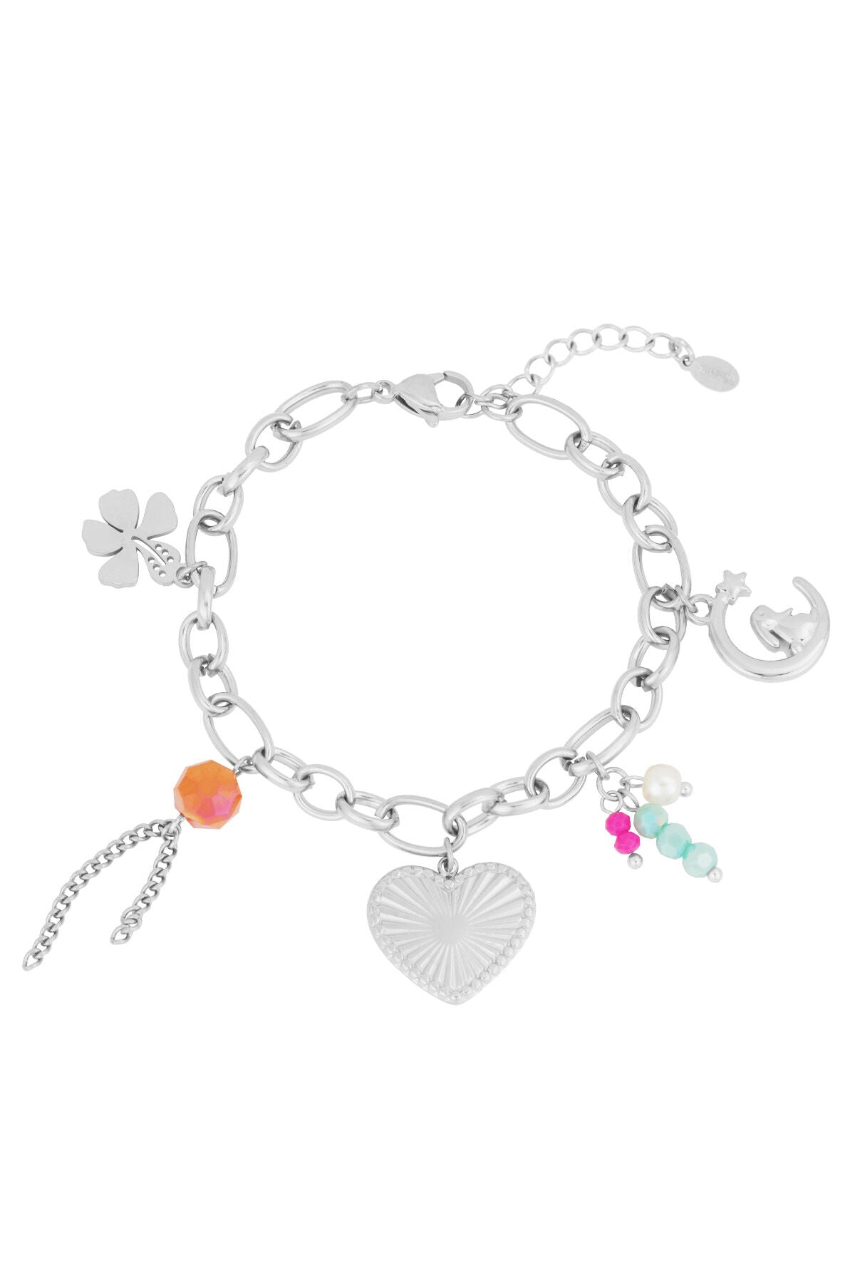 Elegant Statement Charm Bracelet in Silver & Gold