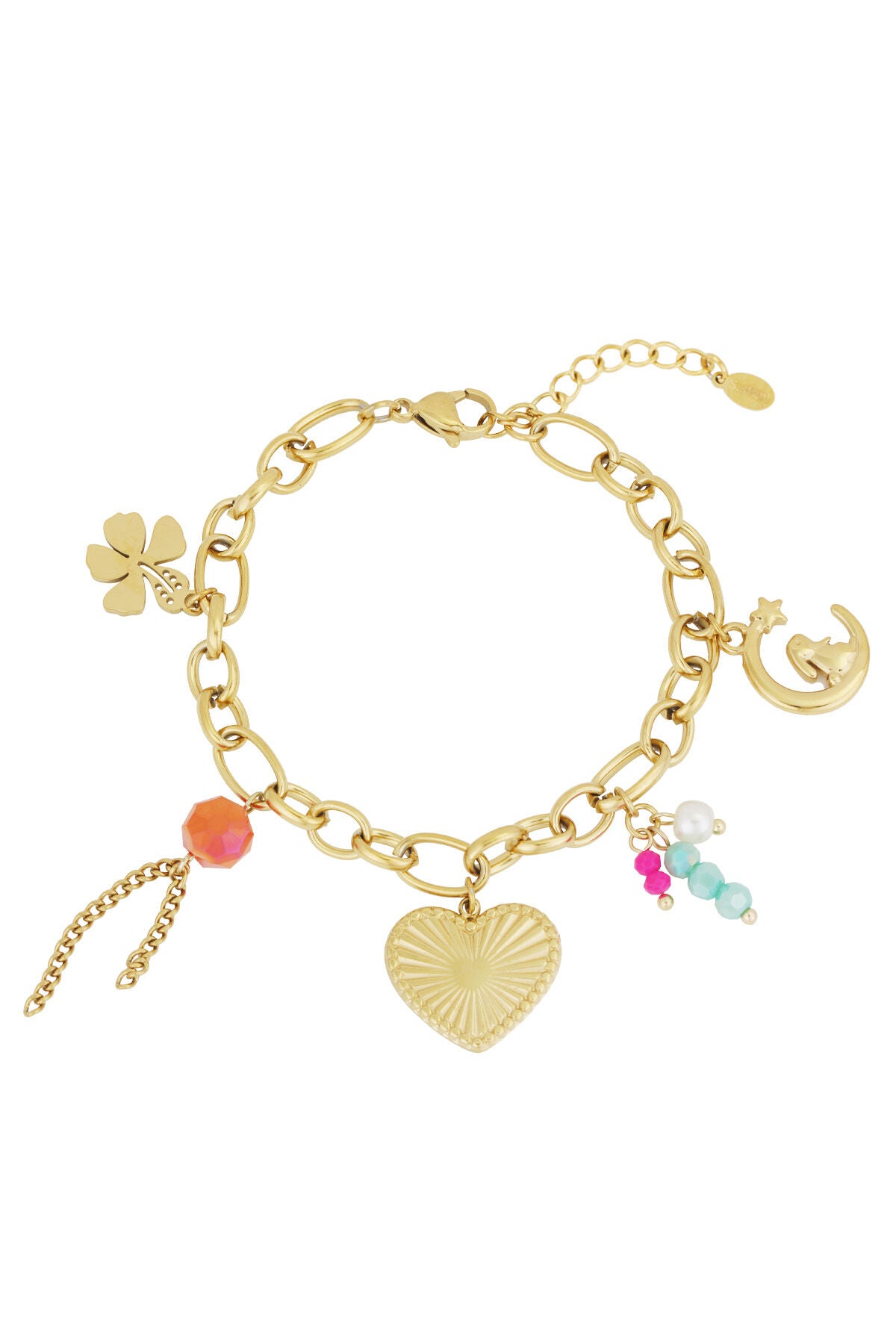 Elegant Statement Charm Bracelet in Silver & Gold