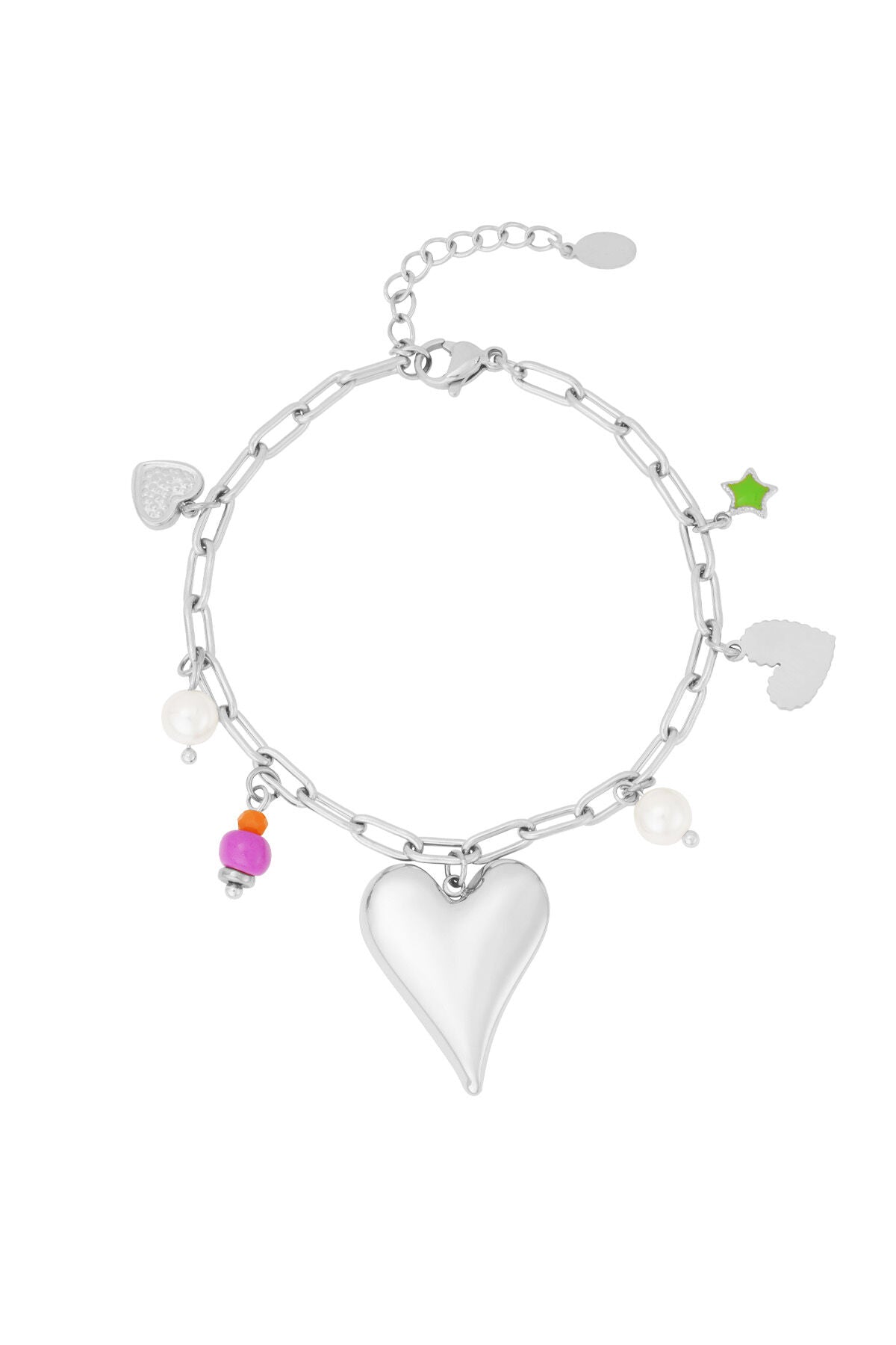 Elegant 304S Steel Charm Bracelet in Silver & Gold