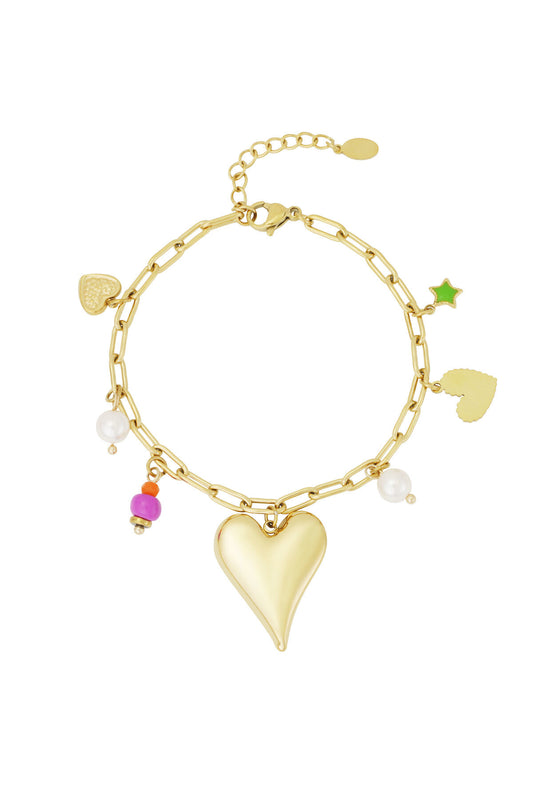 Elegant 304S Steel Charm Bracelet in Silver & Gold