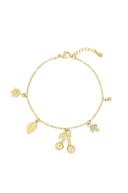 Stylish Gold Stainless Steel Charm Bracelet for Women