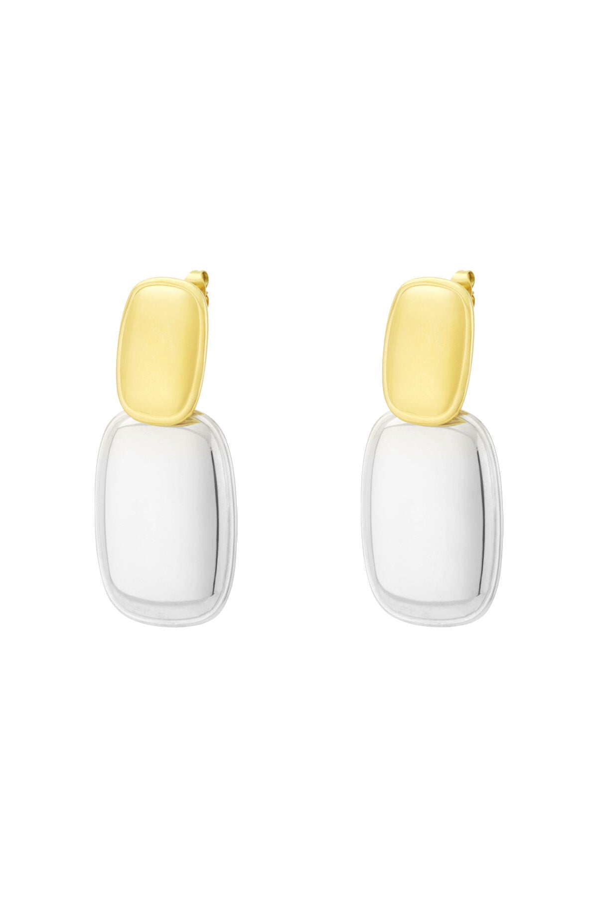 Stylish Drop Earrings in Silver, Gold, and Two-Tone