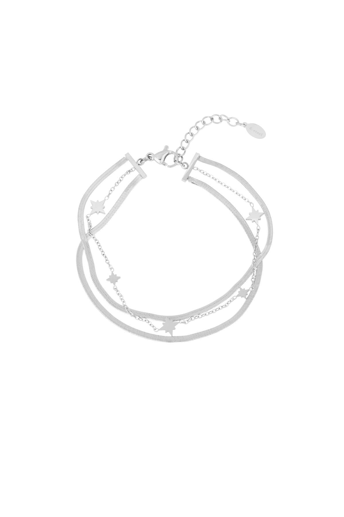 Elegant Stainless Steel Charm Bracelet - Silver & Gold