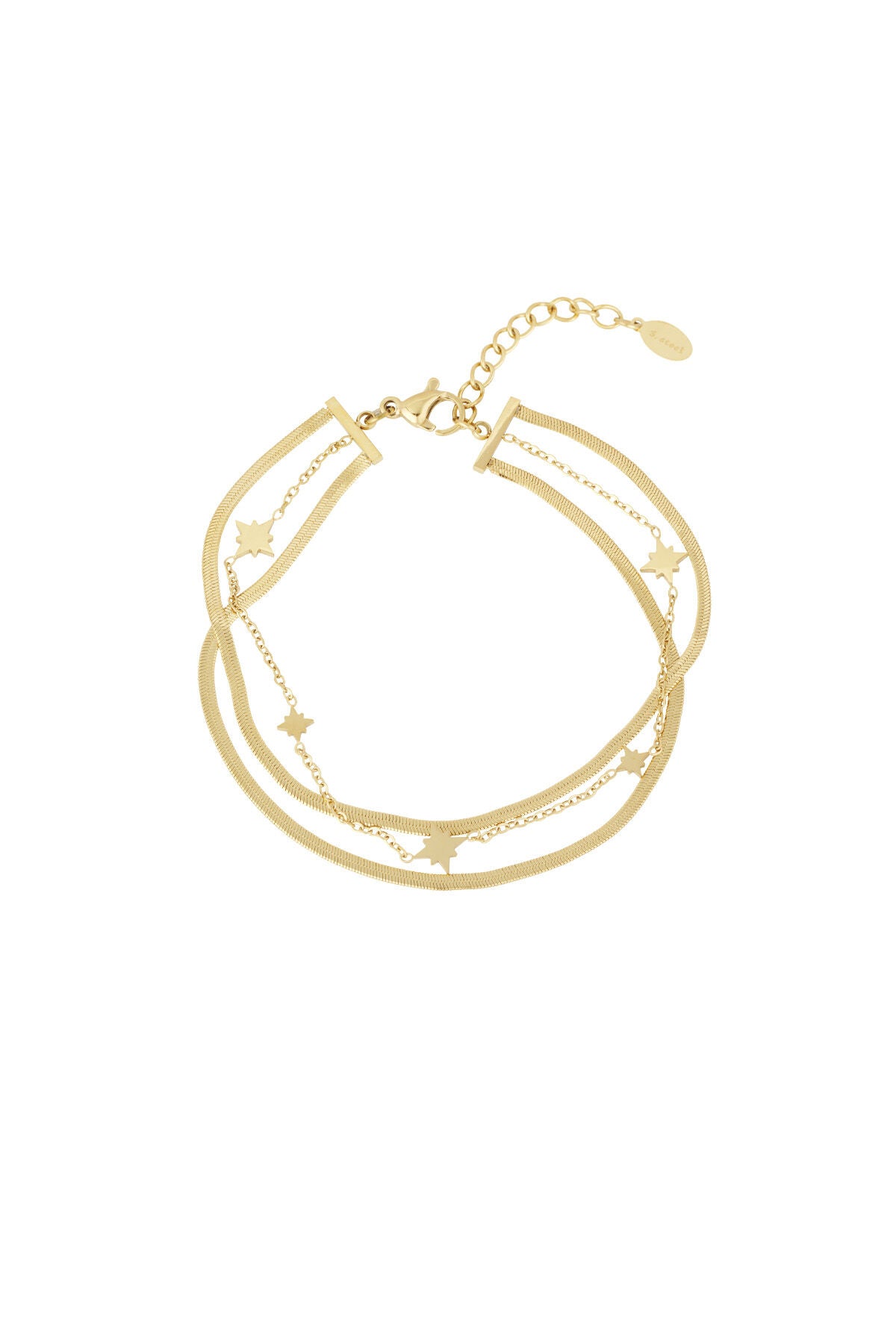 Elegant Stainless Steel Charm Bracelet - Silver & Gold