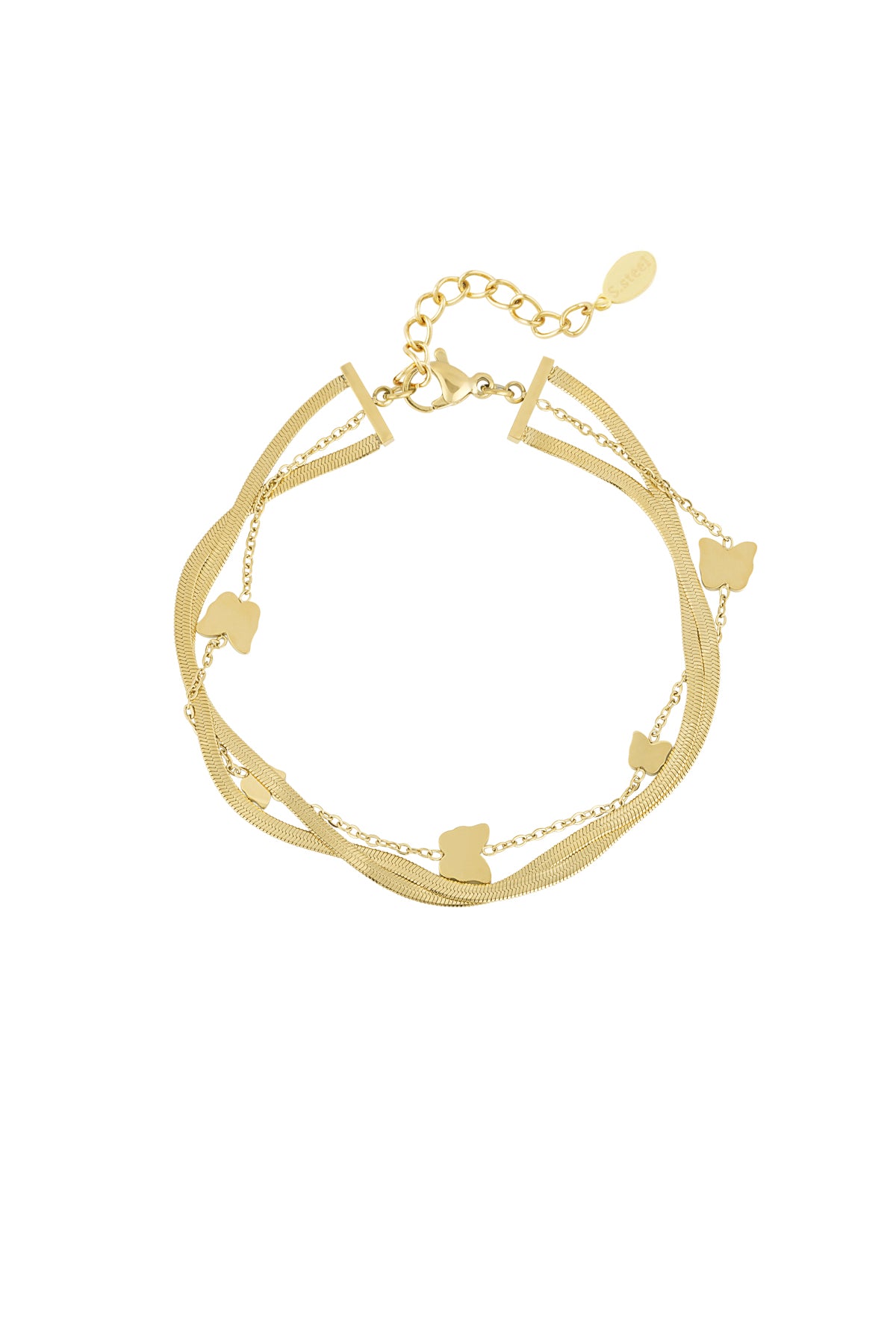 Elegant 14K Gold Plated Butterfly Charm Bracelet