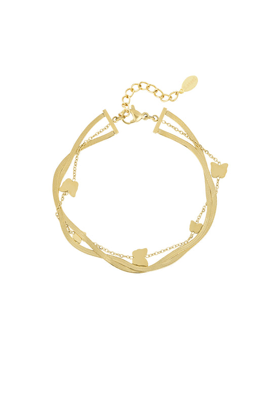 Elegant 14K Gold Plated Butterfly Charm Bracelet