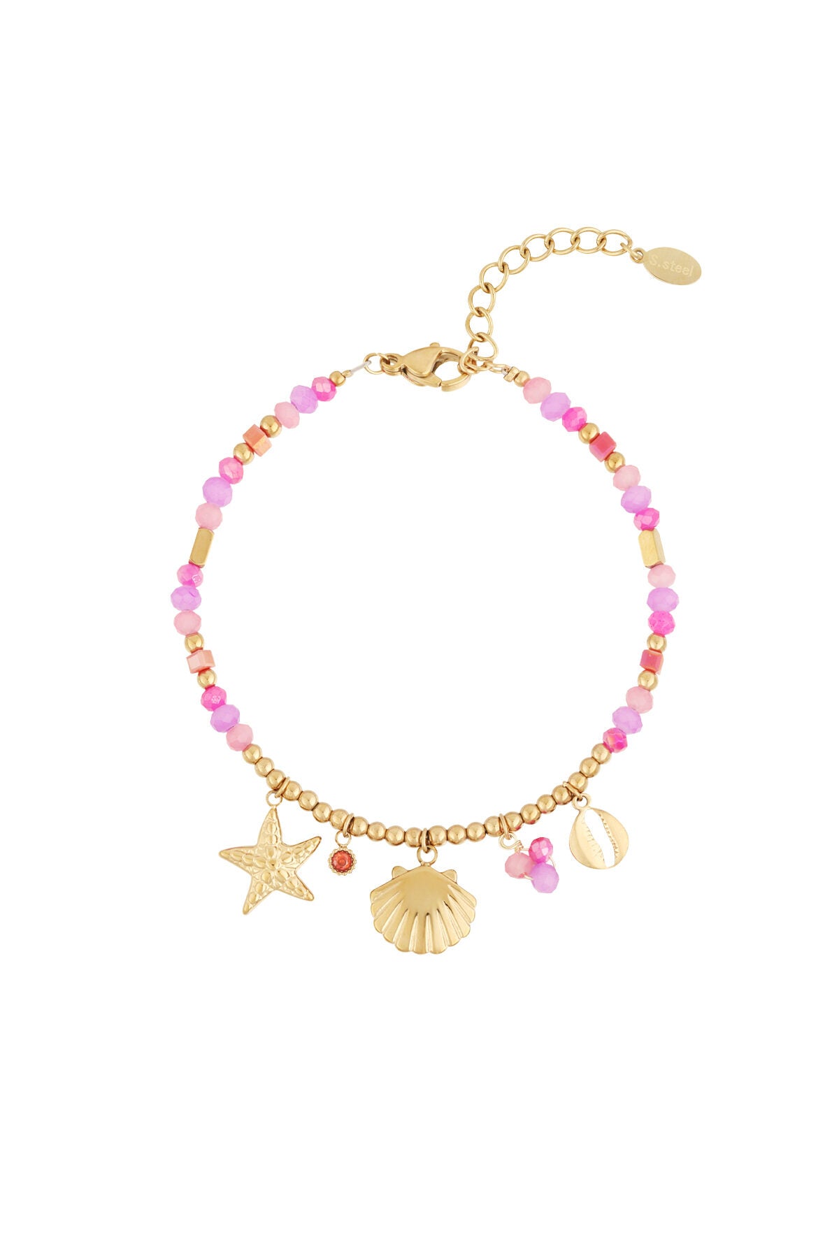 Fuchsia Statement Charm Bracelet in 304S Steel