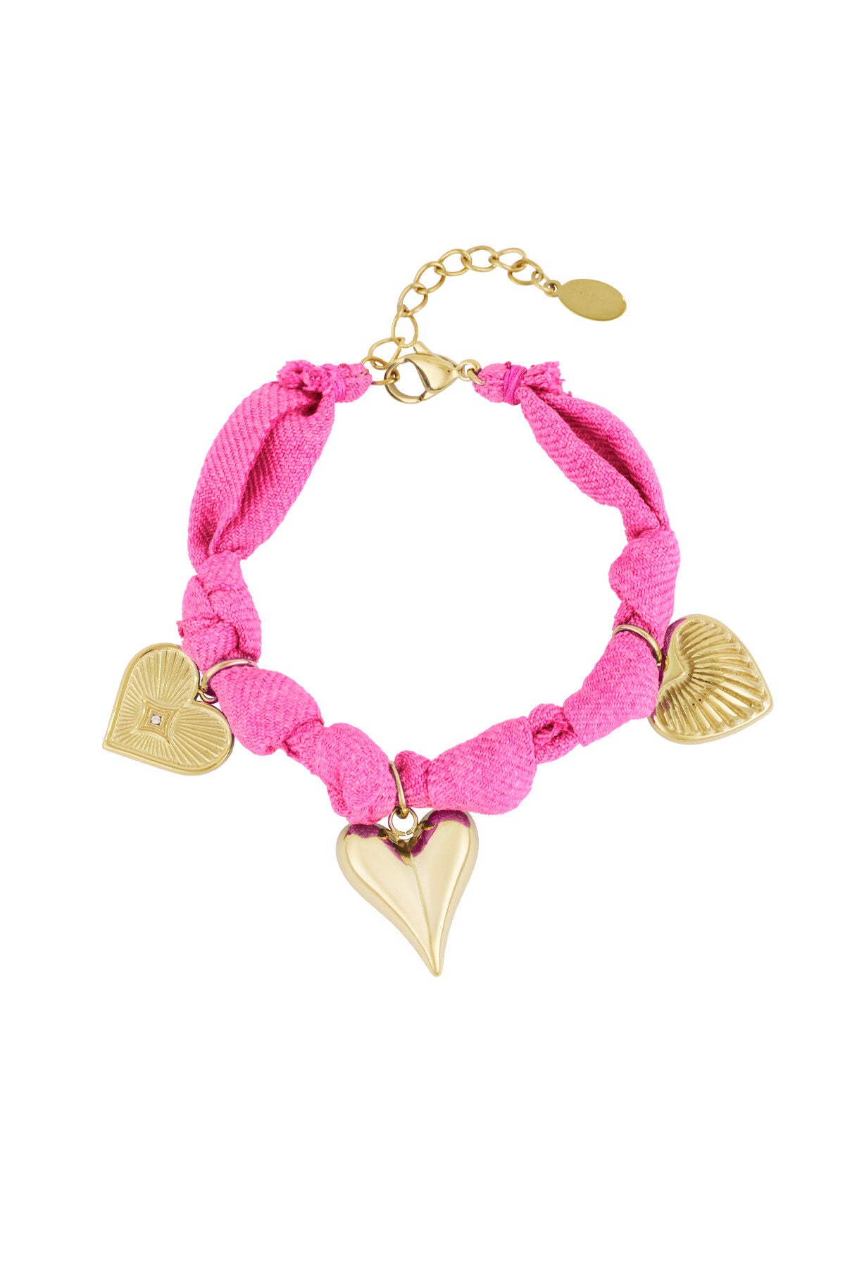 Charming Blue & Fuchsia Heart Braided Bracelet