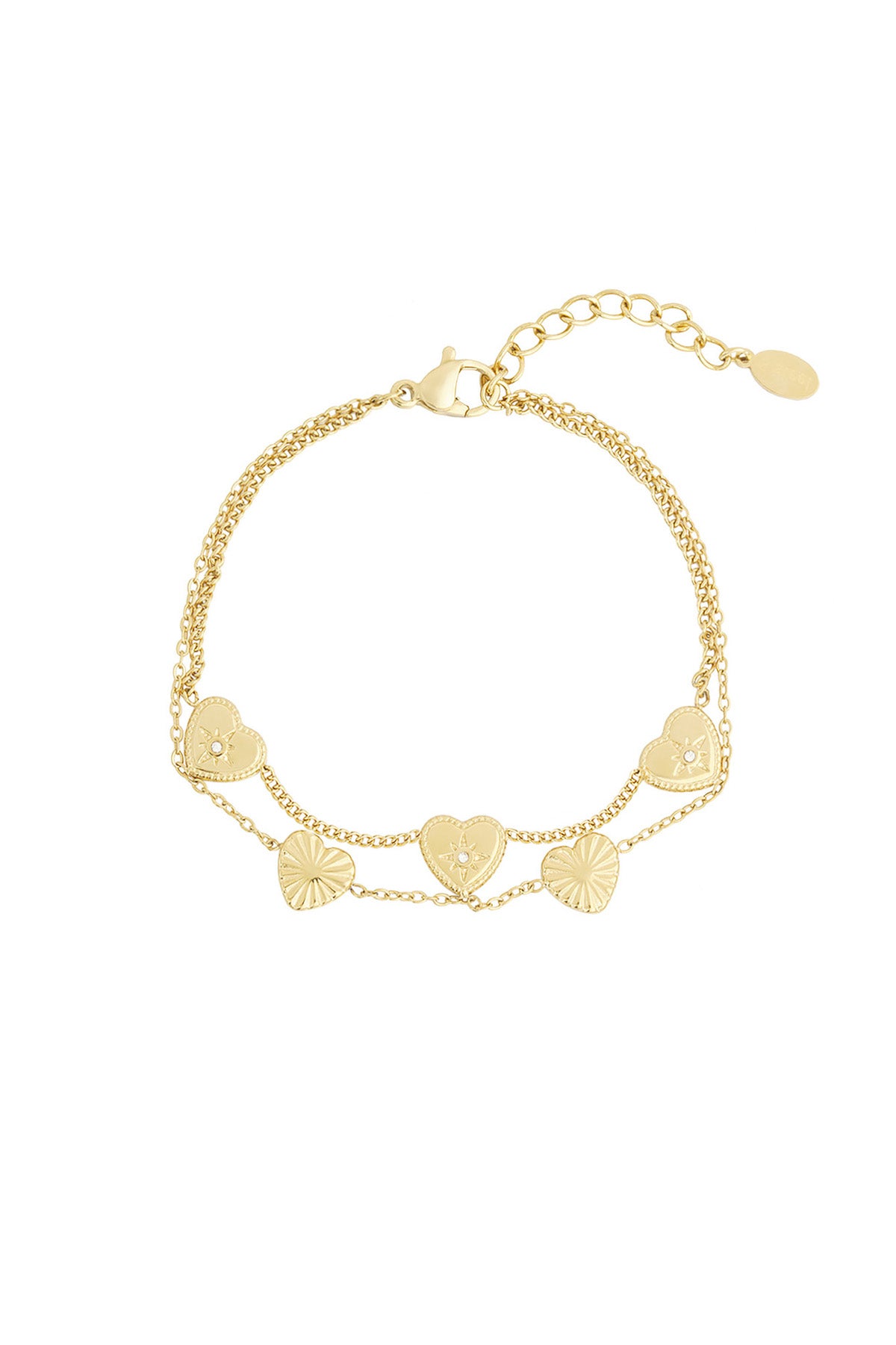Elegant 14K Gold Plated Heart Charm Bracelet for Everyday Wear