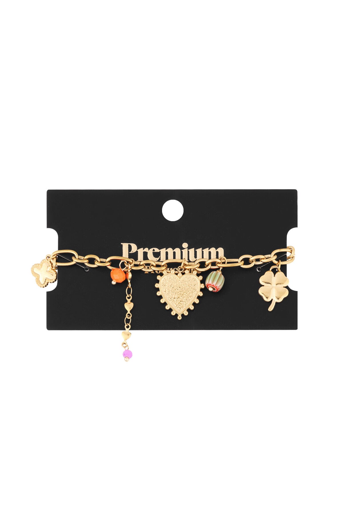 14K Gold Plated Heart Charm Bracelet for Women