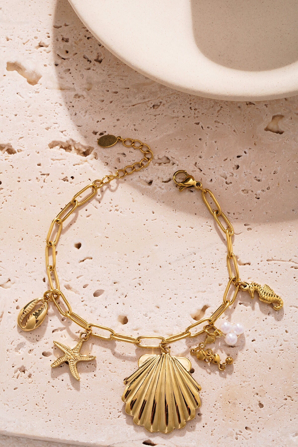Elegant Gold Statement Charm Bracelet