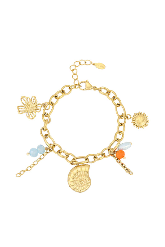 Elegant 14K Gold Plated Oceanic Charm Bracelet