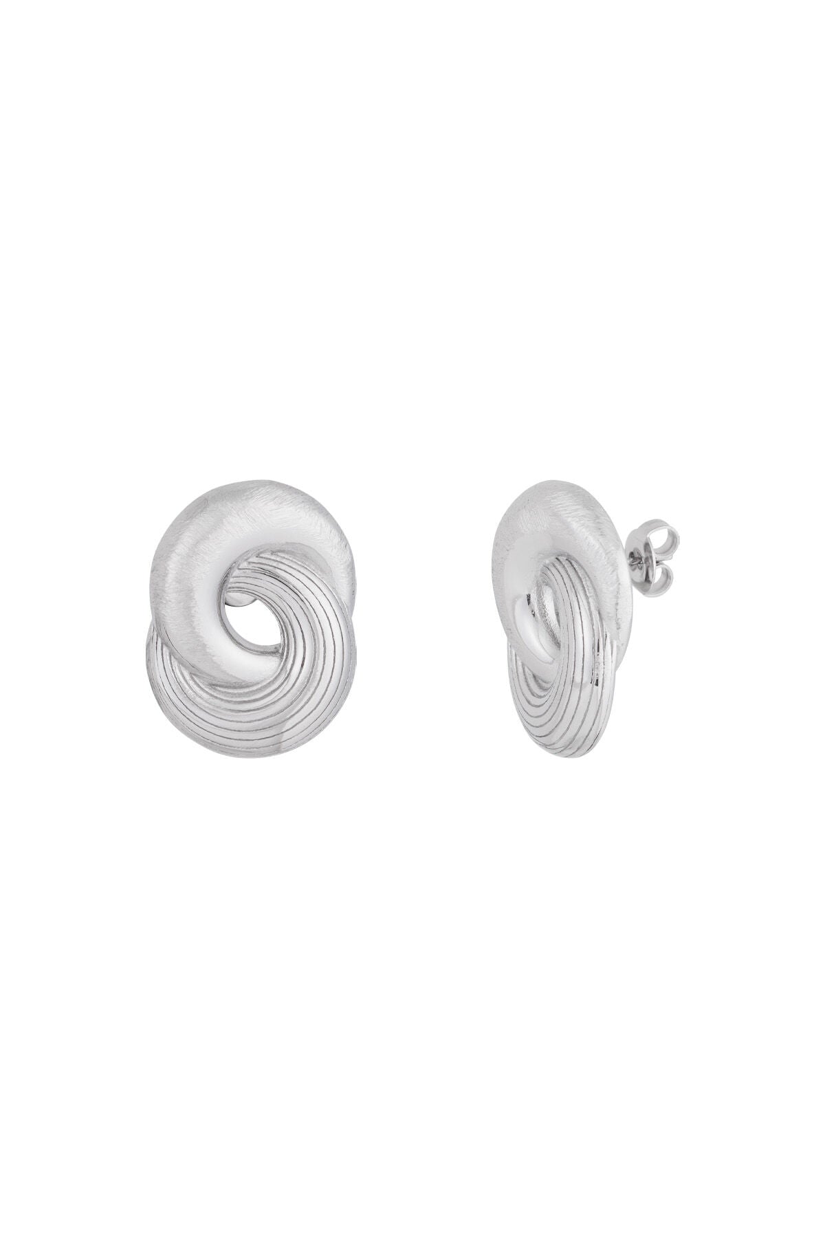 Elegant Irregular Shaped Stud Earrings, Silver & Gold