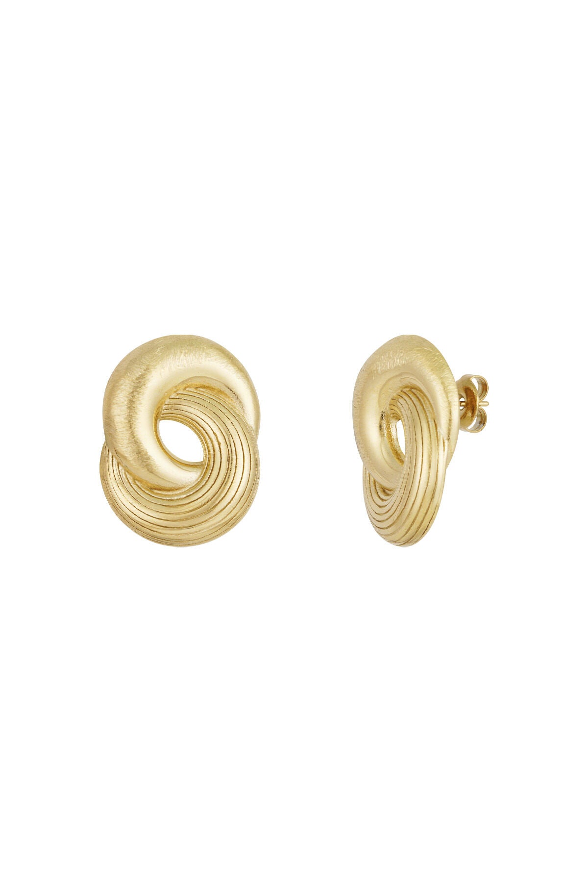 Elegant Irregular Shaped Stud Earrings, Silver & Gold