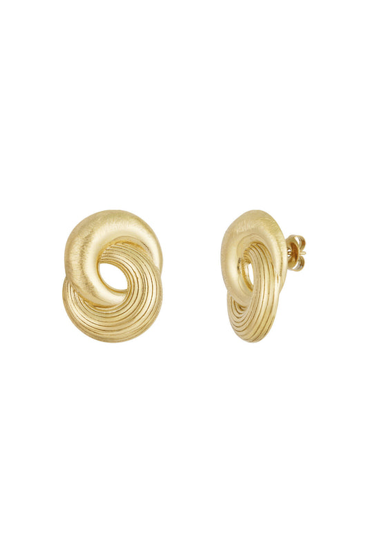Elegant Irregular Shaped Stud Earrings, Silver & Gold