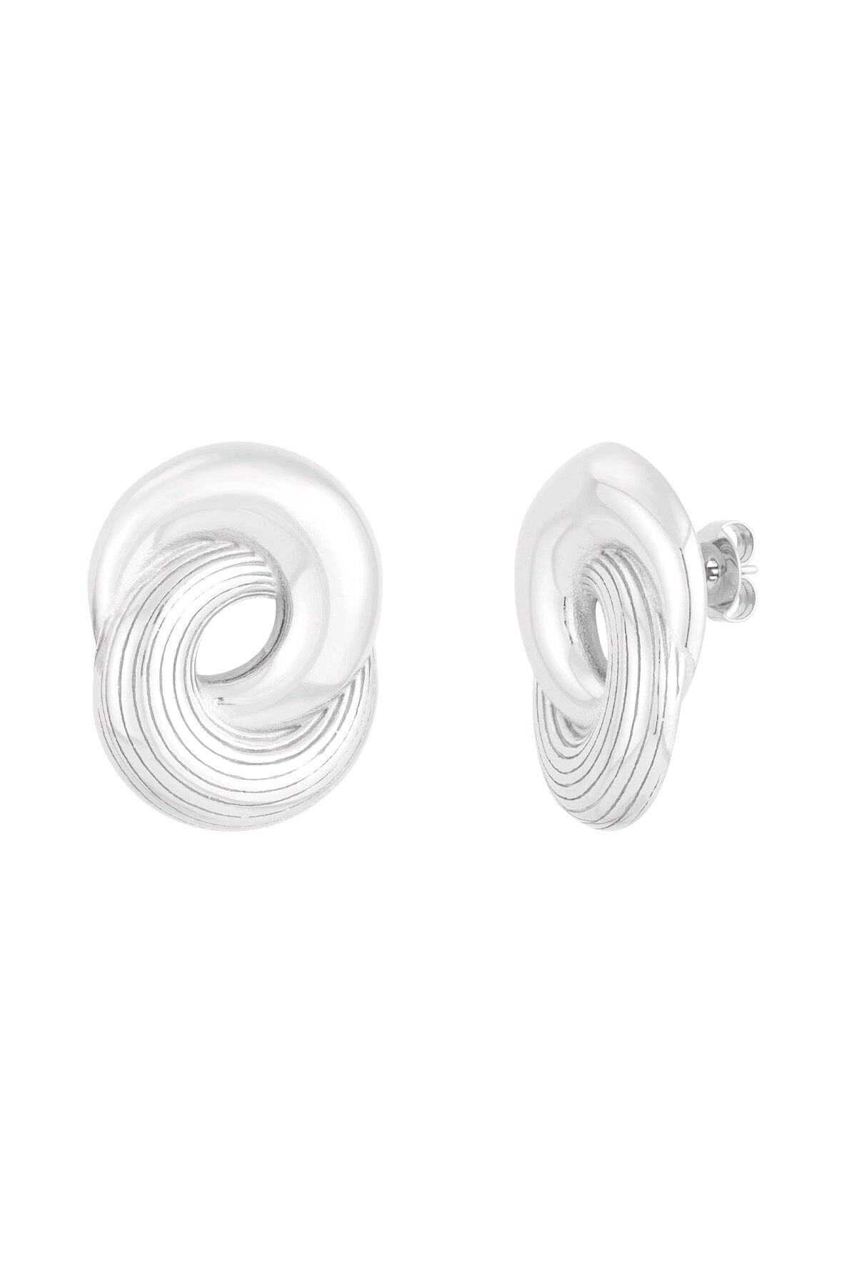 Elegant Statement Stud Earrings in Silver & Gold