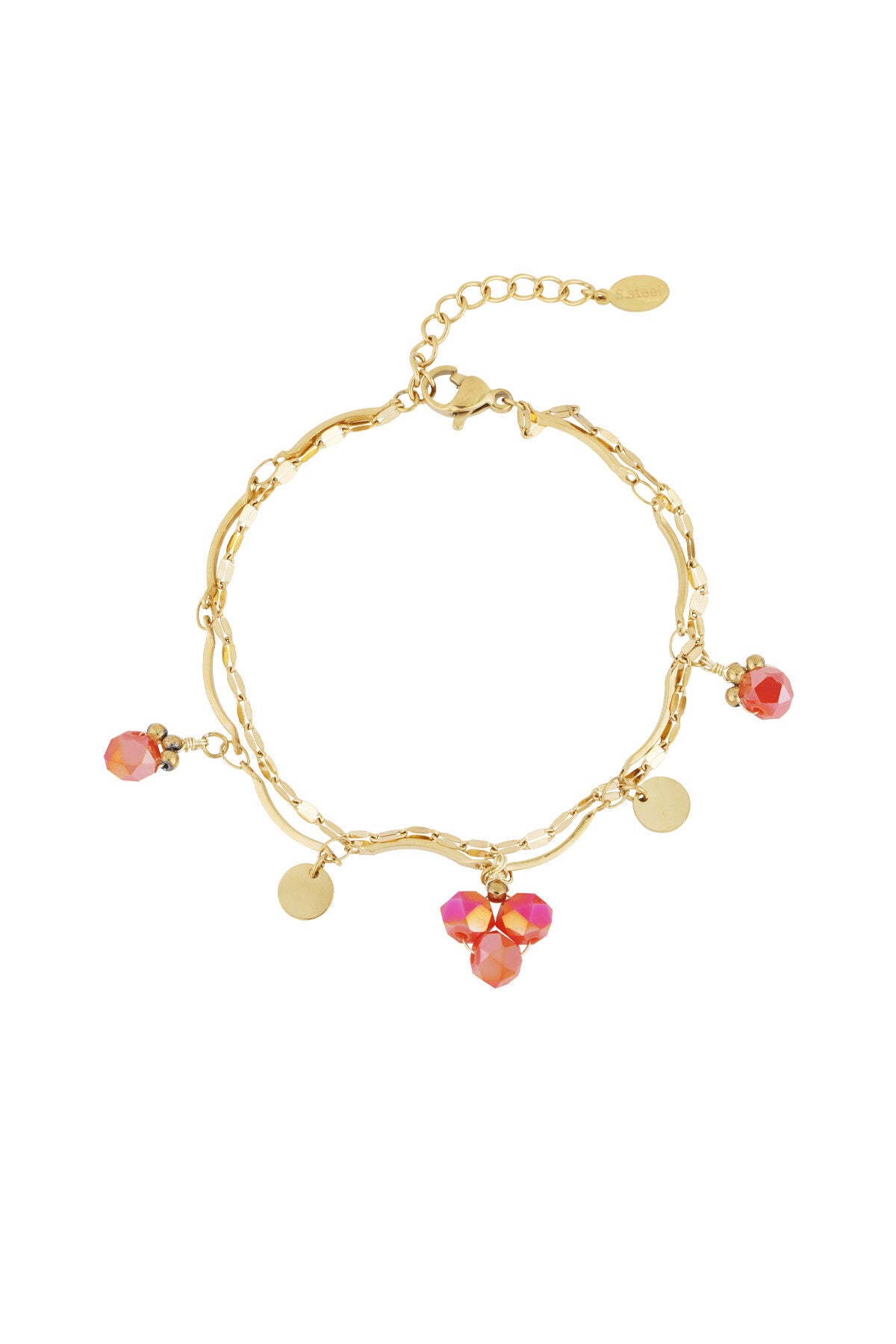 Elegant Red and Gold Charm Bracelet for Women