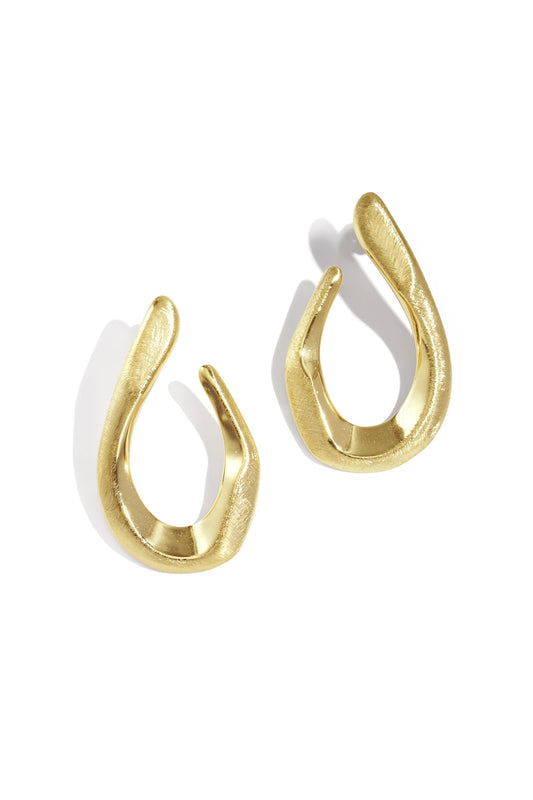 Lumé Irregular Shaped Stud Earrings, Silver & Gold