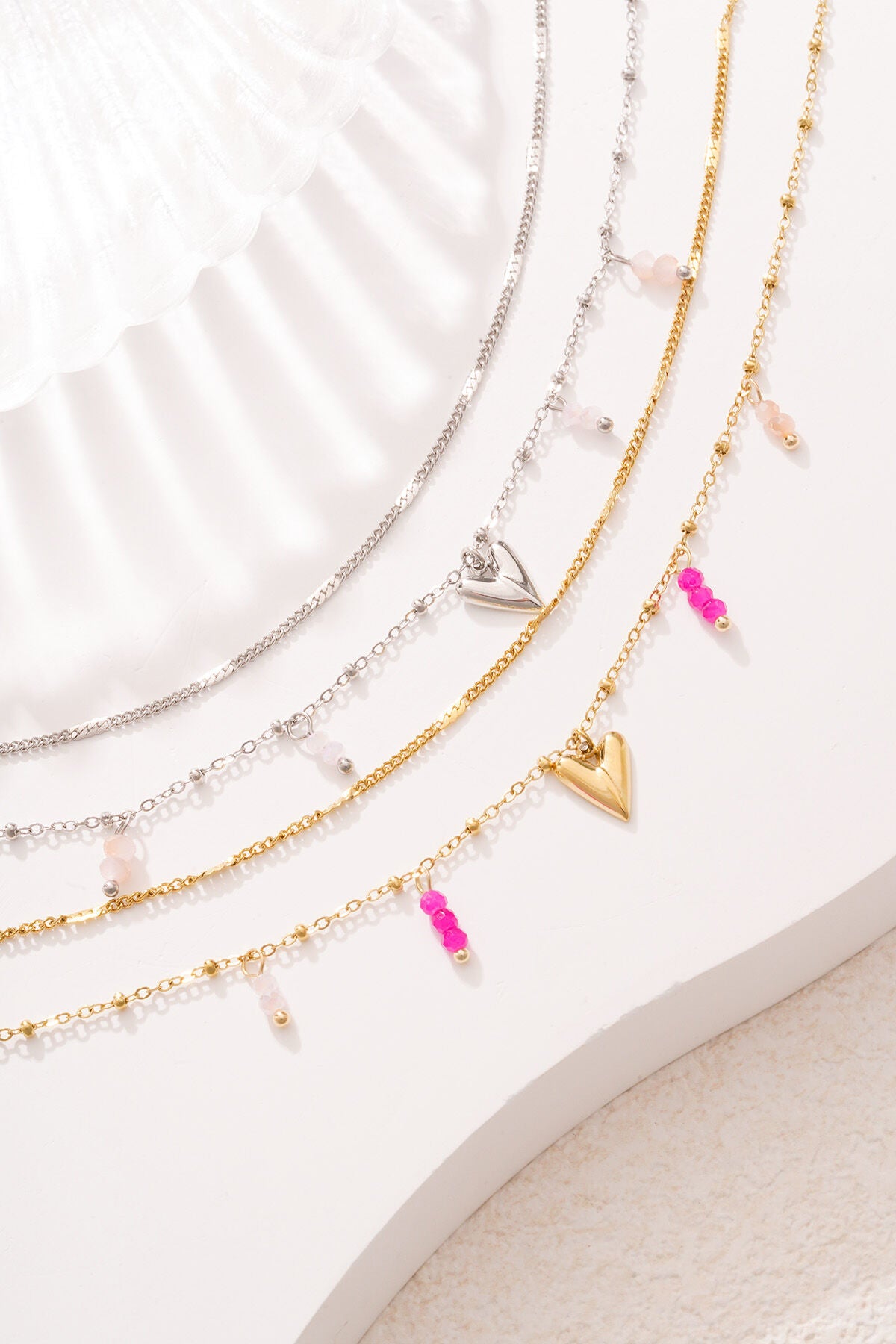 Charming Heart Multi-Layered Bracelet - Silver & Gold