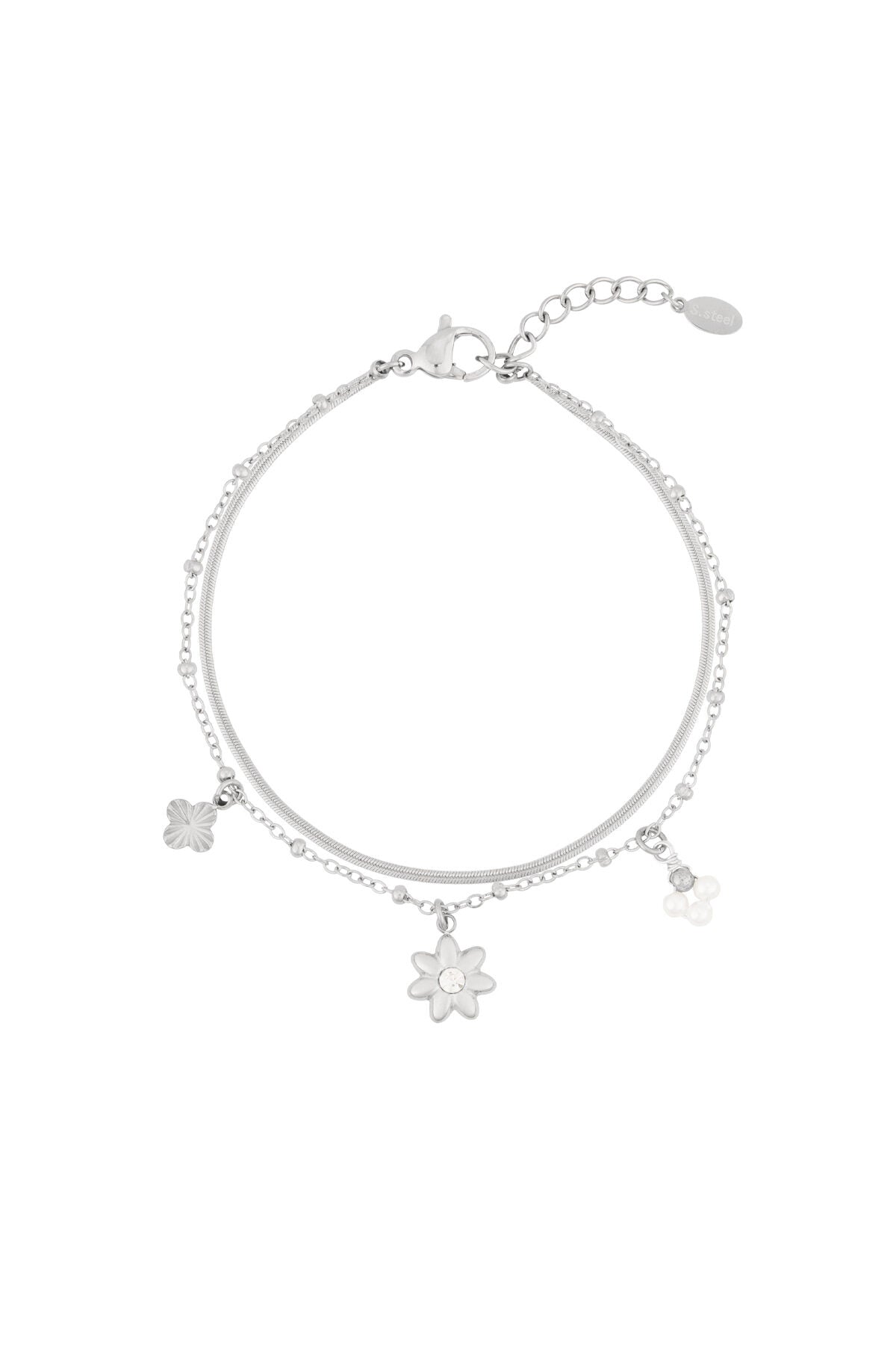 Elegant 14K Gold Plated Flower Charm Bracelet